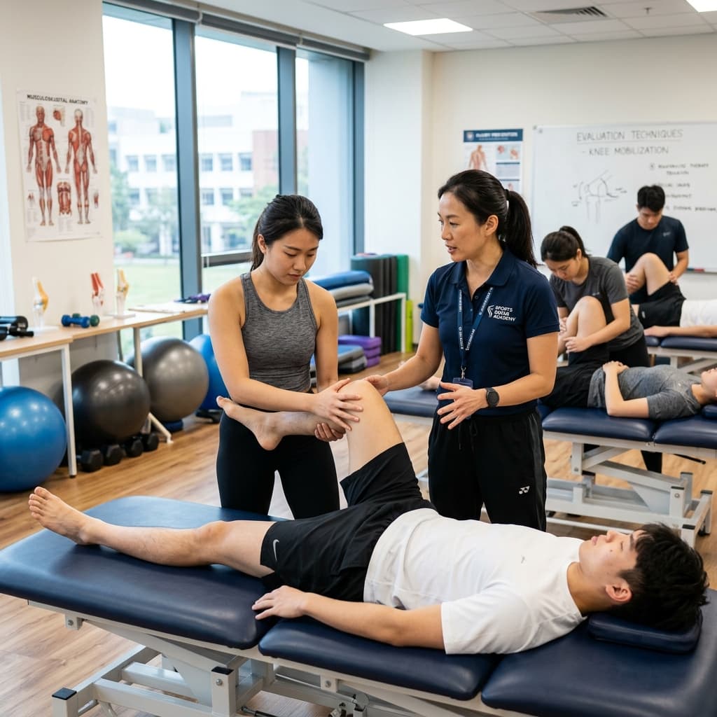 Sport rehabilitation training in session